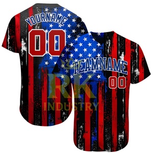 Camiseta de Béisbol de Poliéster Sublimada Personalizada con la Bandera Estadounidense, Unisex, con Botones, Malla, para Adultos, Dos Tonos, de Alta Calidad, Talla Grande - Product Image 6