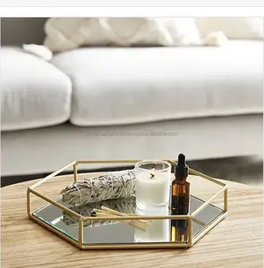 Custom metal glass mirror trays room decorative serving trays
