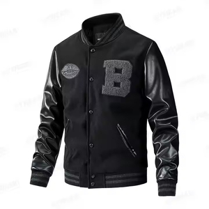 Veste d'université pour hommes conçue sur mesure hiver automne style formel avec manches en cuir PU broderie Patch Logo prêt à expédier - Product Image 1