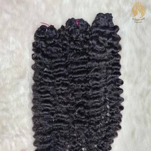 Vente en gros Offre Spéciale vietnamien meilleure qualité Remy 14 pouces noir birman bouclés pour Machine Double Drawn Bundle Hair - Product Image 6