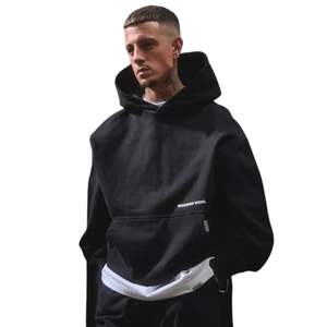 Sweat à capuche OTH surdimensionné Custom Core noir polaire en coton épais Streetwear coupe décontractée capuche à double doublure vêtements de luxe modernes - Product Image 5