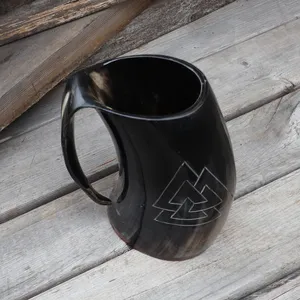 Haute qualité naturel corne de buffle Viking tasse artisanale Vintage verres Animal sculpture poli nautique noël - Product Image 5