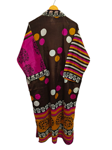 Ropa de verano Albornoz Bata multicolor Mujer Ropa de noche Bata larga, Estampado floral India Vintage Seda reciclada Sari Kimono, - Product Image 6