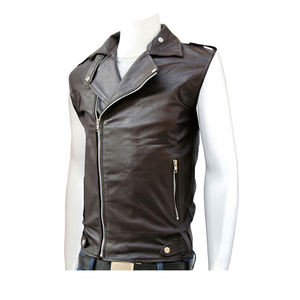 Nuevo diseño de solapa estilo de moda motocicleta cuero chaleco manga chaqueta mujeres hombres - Product Image 1