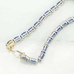 Vintage Modern Design High Quality Tanzanite Gemstone Handmade 18K Gold Plated Oval <b>Chain</b> Link Bracelets 925 Sterling Silver - Product Image 5
