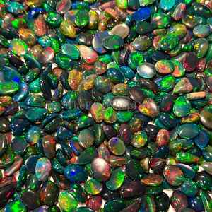 โอปอลเอธิโอเปียสีดำธรรมชาติ รูปไข่เรียบ ขนาด 8x10-10x14 มม. โอปอลไฟแบบหลวม สำหรับทำเครื่องประดับ ราคาโรงงาน - Product Image 4