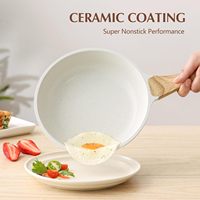Ensemble de casseroles et poêles de cuisine en aluminium à induction en granit blanc moderne classique, antiadhésif