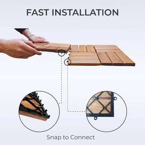 Suelo de Madera de Acacia para Terraza Exterior, Encastrable, 300x300mm, Liso, Tradicional, Ecológico, Resistente al Desgaste y al Fuego - Product Image 4