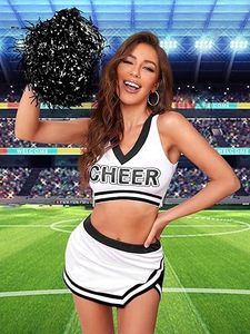 Chica Sexy Falda Mujer Barato disfraz de animadora bajo moq Cheer uniforme brillante diamantes de imitación traje de animadora - Product Image 5