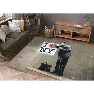 Tapis imprimé : Tapis Banksy I Love NY pour la décoration de bureau, tapis en velours - Product Image 2