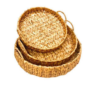 ตะกร้าหวายสานทรงกลมทำจากเวียดนามถาดทอดผลไม้หญ้าทะเลทำจากไม้ไผ่พร้อมที่จับสำหรับโต๊ะอาหาร - Product Image 6