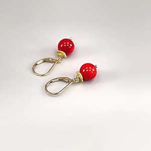 Red Coral <b>Earrings</b> Jewelry Sterling <b>Silver</b> Winter Berry Jewelry Lever <b>Back</b> Dainty Drop Handmade Modern Dangly Artisan <b>Earrings</b> - Product Image 1