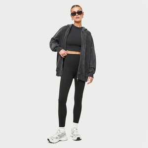 Sudadera con capucha y cremallera lavada con ácido de gran tamaño con diseño OEM personalizado para hombres y mujeres sudaderas con cremallera Unisex lavadas Vintage personalizadas - Product Image 4
