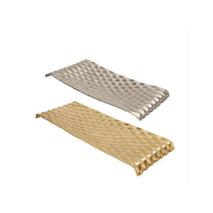 Mesa de servicio plegable de metal martillado plateado de lujo, soporte de bandeja decorativa portátil para sala de estar, dormitorio, fiestas, decoración del hogar - Product Image 6