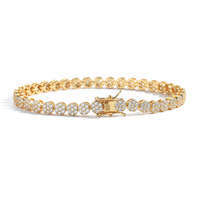 Pulsera de tenis redonda de circonita cúbica (CZ) de 5 mm al por mayor, cadena de circonitas de una sola fila con efecto helado para parejas, regalo de hip hop, conjunto de joyería personalizada para compradores