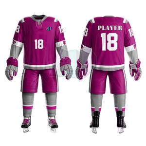 Conjuntos de Uniformes de Hockey sobre Hielo con Logotipo Personalizado, Incluye Jersey y Pantalones, Transpirables, que Absorben la Humedad, 100% Poliéster, Unisex para Adultos, para Equipos - Product Image 1