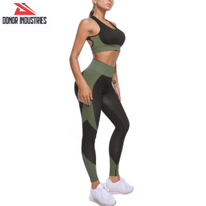 Conjuntos de Yoga para Mujer, Cintura Elástica, Tejido Transpirable Texturizado, Sujetador Deportivo, Pantalones de Yoga de Cintura Media, Conjunto de 2 Piezas para Hacer Ejercicio - Product Image 3