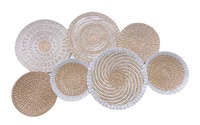 Ensemble de 7 paniers en rotin tissés à la main, motif Art Déco inspiré des plantes pour la décoration intérieure