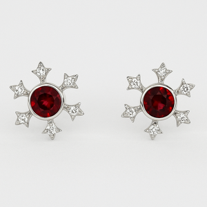 <b>Garnet</b> Stud <b>Earrings</b> 925 Sterling Silver Starburst Design Women's Gemstone Jewelry Romantic Wedding Anniversary Party - Product Image 2