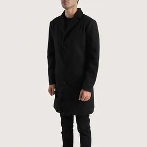 Manteau en laine noire à simple boutonnage pour homme Petrillo - Product Image 2