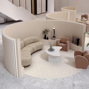 Écran diviseur de pièce en papier pliable déformable intérieur cloison d'intimité doux hôtel bureau magasin de vêtements fond mur en nid d'abeille - Product Image 2