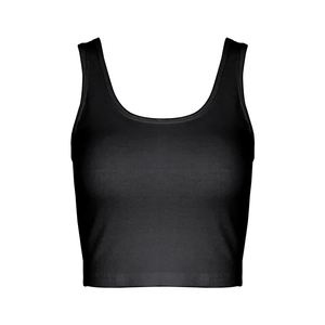 Débardeur à col rond pour femme en tricot côtelé sans manches avec motif solide - Product Image 1