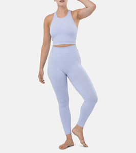 Gris taille haute Yoga ensemble pour femmes élégant poche Design Leggings Sexy mode soutien-gorge Shorts respirant Gym Fitness porter solide - Product Image 4