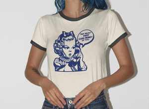 Estilo casual Algodón verde Ringer Tees 100% Tejido de punto Cuello acanalado Diseño-en stock - Product Image 4