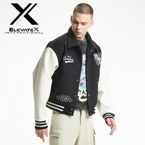 Chaqueta Varsity de Invierno para Hombre, Reversible, Ecológica, con Cuello Alto, Bordado Chenille Vintage con Patrón de Letras, Peso Estándar - Product Image 4