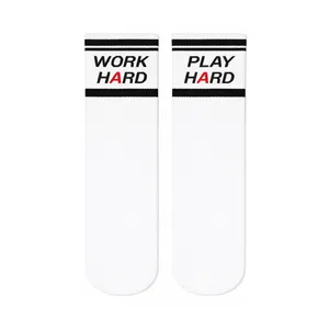 Customizable Logo Work Hard Play Hard Printed Ankle-High Sports <b>Socks</b> Comfortable Breathable for Cycling Digital Printing Crew - Product Image 2