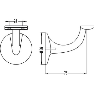 HERMETA 3508 Aluminum Handrail <b>Bracket</b> <b>Silver</b> Anodized 56 mm Wall Plate Diameter Straight Support - Product Image 3