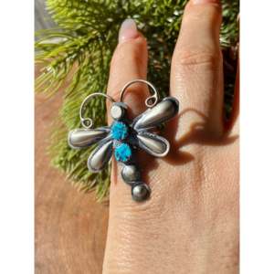 Bague libellule en argent sterling et turquoise Tim Yazzie Kingman, taille 7 - Product Image 2