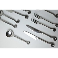 Ensemble de couverts vintage de style mid-century, 16 pièces, avec manche en spirale en acier inoxydable de qualité supérieure, finition miroir, fabriqué à la main