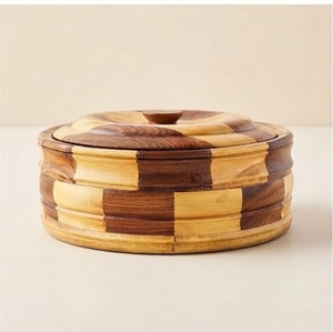 Trending Mango & Acacia Wood Stock <b>Pot</b> With Lid Minimalist Design Sustainable Handcrafted Round Container - Product Image 5