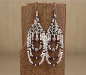 Minimalistic Beaded Tassel Earrings Quality <b>Emerald</b> Green Beaded Tassel Earrings - Product Image 2