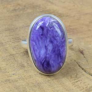 925 Sterling Silver Charoite Gemstone Jewelry <b>Ring</b> Gift for her - Product Image 1