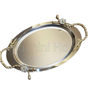 Bandeja de servicio de metal de aluminio Forma rectangular con asas laterales para exhibición de servicio de alimentos en el hogar Creative Best - Product Image 6