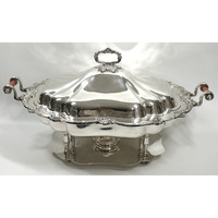 Réchaud de buffet décoratif à gaz/carburant, chauffe-plats professionnel en cuivre et acier inoxydable avec couvercle en verre, capacité 8L, idéal pour les hôtels