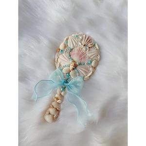 Espejo de concha marina bellamente ensamblado con conchas y cuentas para decoración costera hecho en Vietnam - Product Image 2