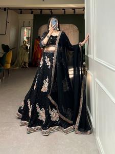 Dernier Designer Faux Georgette Séquence Fil Broderie Travail Lahenga Choli Par Fab Zone - Product Image 2