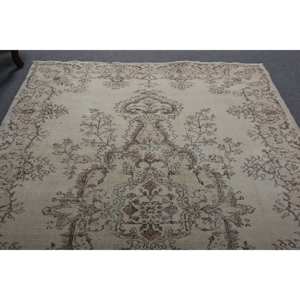 Alfombra turca clásica Vintage Beige 5,2X8,6 pies Respaldo de látex de lana Área grande Rectángulo Patchwork para pasillo Habitación Alfombra - Product Image 4