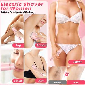 Rasoir électrique rechargeable par USB pour femmes, double lame, épilateur pour le bikini, les aisselles, le visage et le nez, étanche IPX7 - Product Image 1