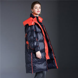 Vestes d'hiver matelassées en toile tricotée respirante pour femmes, parka épaisse et chaude, manteau long, taille plus, rembourrage en polyester, vêtements d'extérieur à bulles - Product Image 3