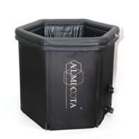 ALMICOTA Baignoire de récupération hexagonale gonflable d'extérieur légère et de haute qualité 50-80 gal, portable, pliable, en PVC, pour 1 personne, facile à utiliser