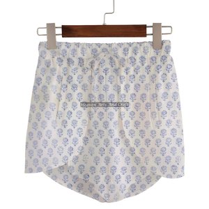 Women's Bohemian Style Summer Cotton Wrap Shorts 100% Cotton Hand Block Print High Waist Elastic Closure Casual Wrap Shorts - Product Image 1