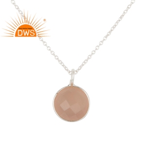 สร้อยคอจี้แฟชั่นทำจากทองเหลืองชุบสีเงินทรงกลมสำหรับคอลเลกชันคลาสสิก - Product Image 3