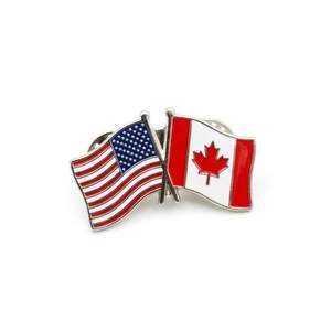 Drapeau croisé US-CA personnalisé en laiton argenté, sérigraphié, pour badges – Vente en gros - Product Image 1