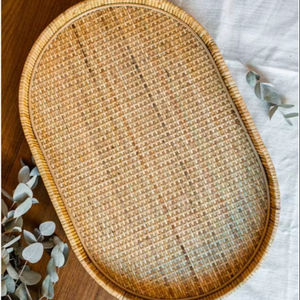 Bandeja rústica de ratán con tamaño personalizado para cocina y comedor | Cesta de servicio y almacenamiento artesanal - Product Image 1