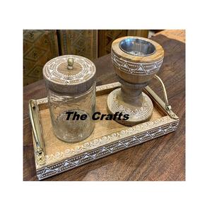 Quemador de incienso Mabkhara de Marvelous Design, en madera y metal, juego de quemadores de Bakhoor y Oud para aromatizar el hogar. - Product Image 6