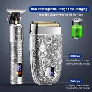 Juego de Afeitadoras Eléctricas Inalámbricas, Recortadoras de Pelo/Barba a Batería, Kit de Cuidado Personal, Recortadoras de Precisión para Cortar el Cabello - Product Image 5